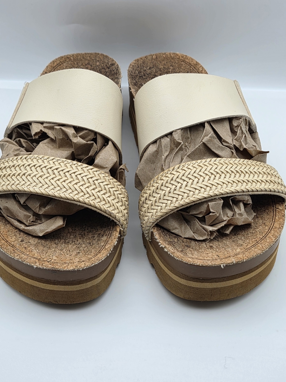 Reef Cushion Vista Hi Slide Sandal Women's Size 9 Vegan Leather Straps Tan Cream - Picture 3 of 8